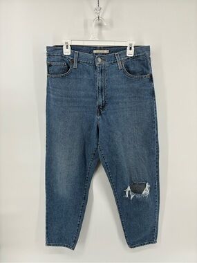 Levi's Women's High Rise Mom Blue Jeans Ripped Knee
